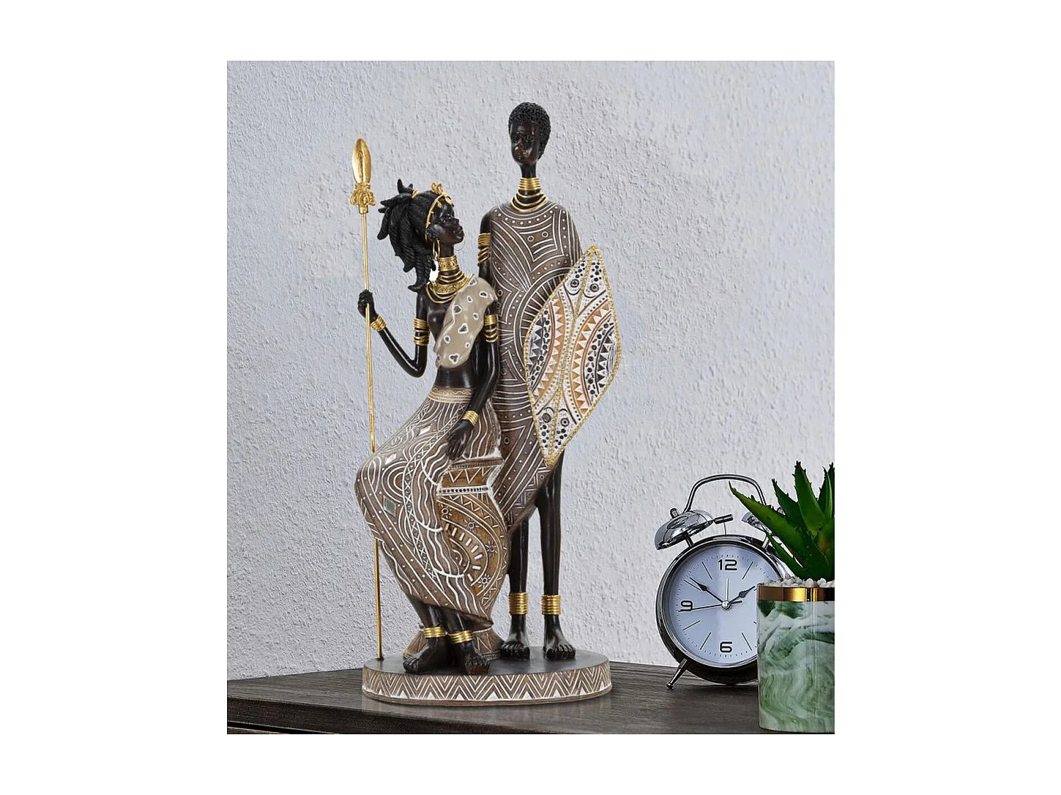 Rzeźba Afryka 10, Wielokolorowy, 16x11,5x38 cm, Seven Design