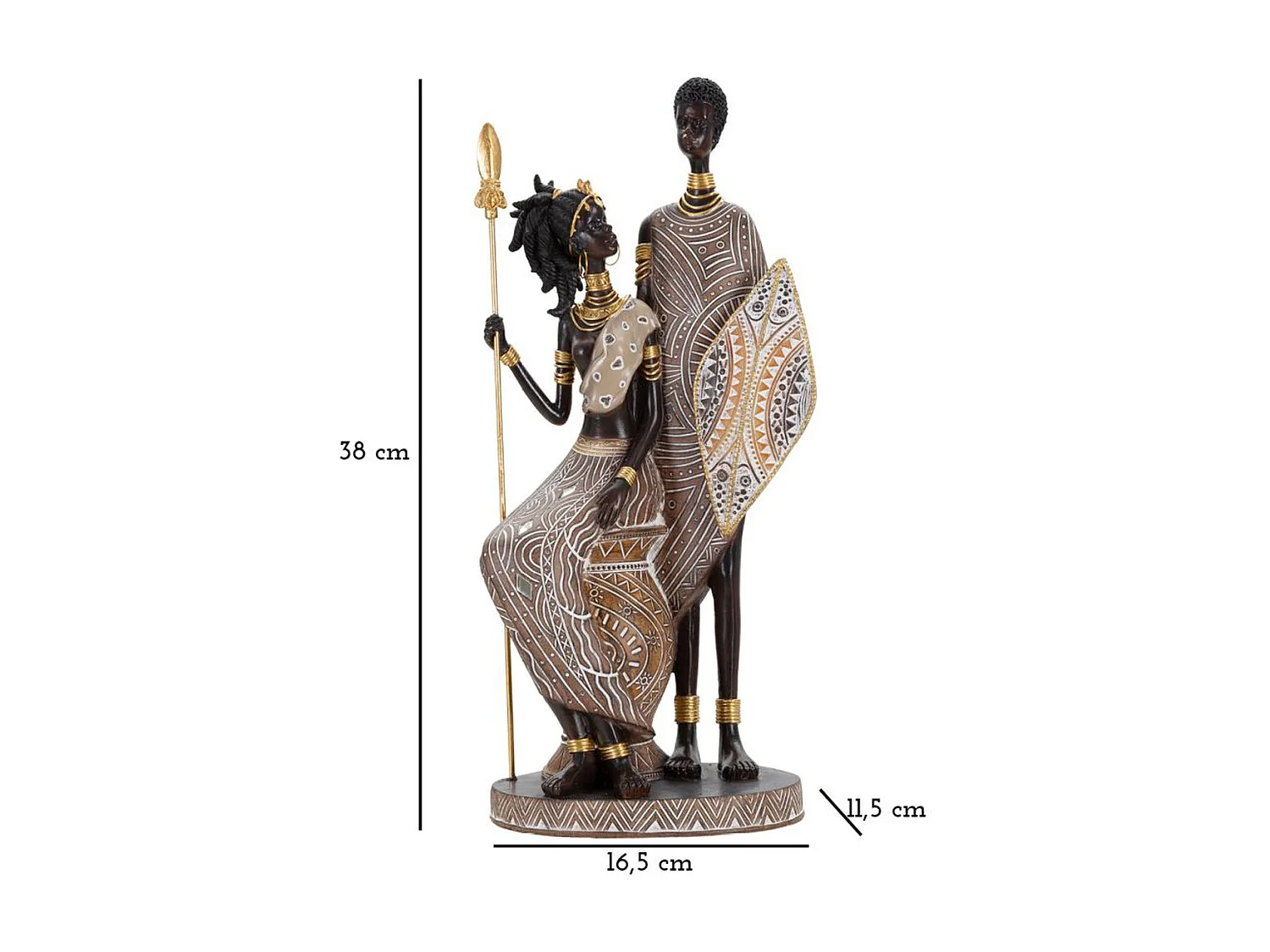 Rzeźba Afryka 10, Wielokolorowy, 16x11,5x38 cm, Seven Design