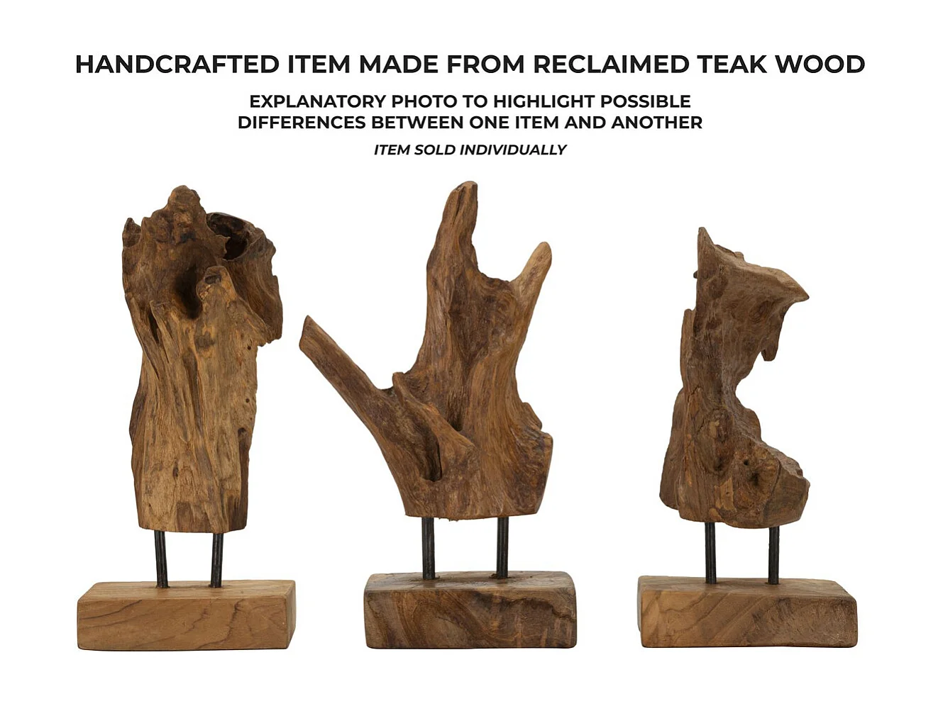 Sculpture Racine 4, Marron, 20x11x34 cm, Seven Design