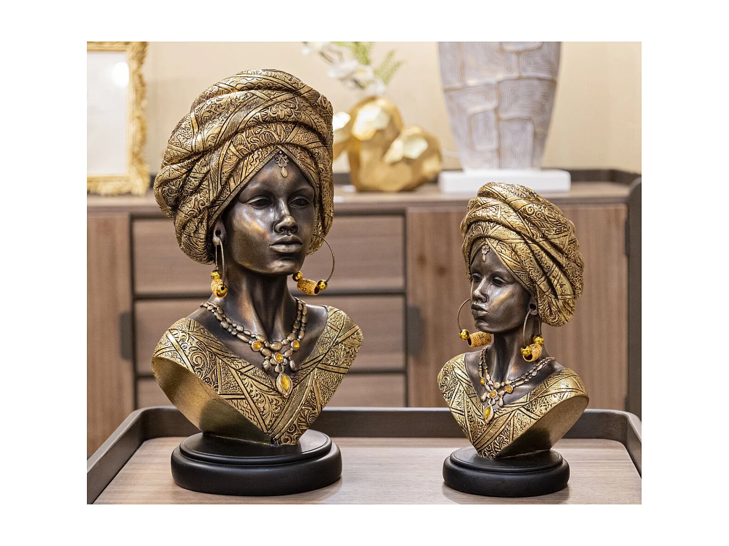 Sculpture Afrique 9, Multicouleur, 21x16x38 cm, Seven Design