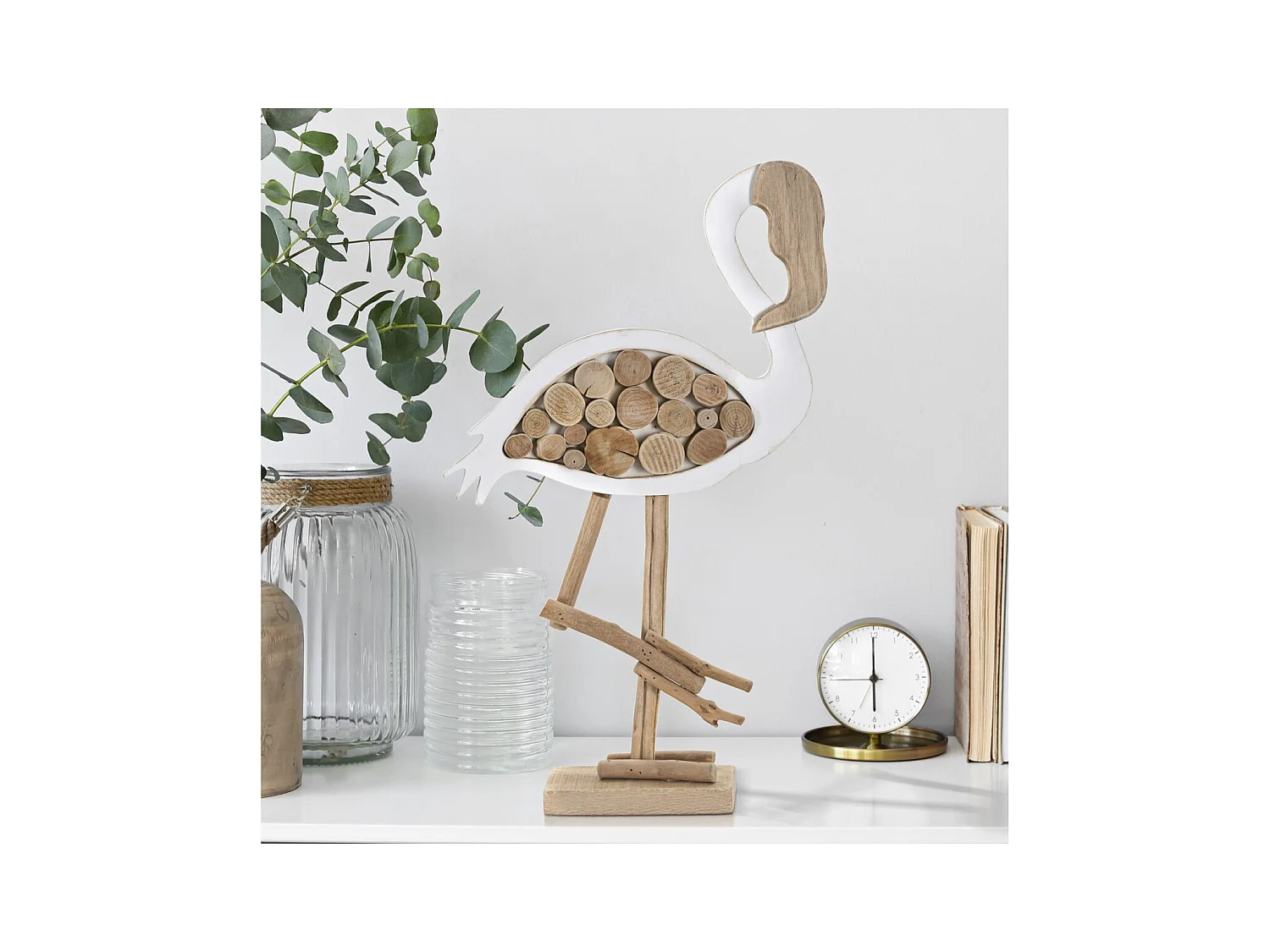 Rzeźba Flamingo, Brązowy, 31x9x56 cm, Epikasa