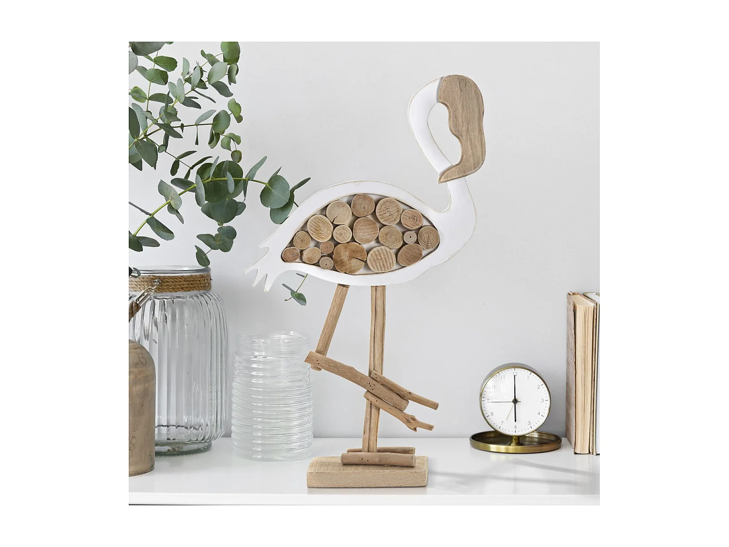 Sculpture Flamant, Marron, 31x9x56 cm, Seven Design