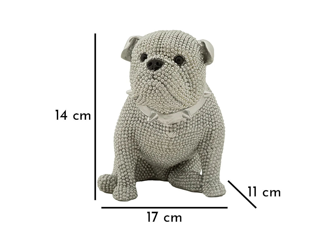 Beeldhouwwerk Hond 8, Zilver, 17x11x14 cm, Epikasa