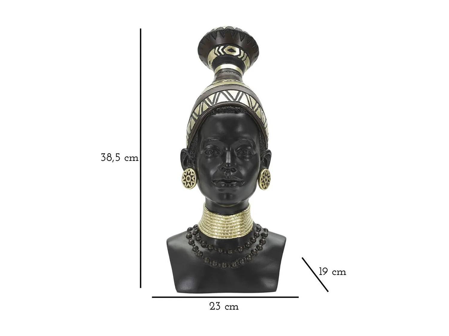 Rzeźba Afryka 7, Czarny, 23x19x38,5 cm, Seven Design