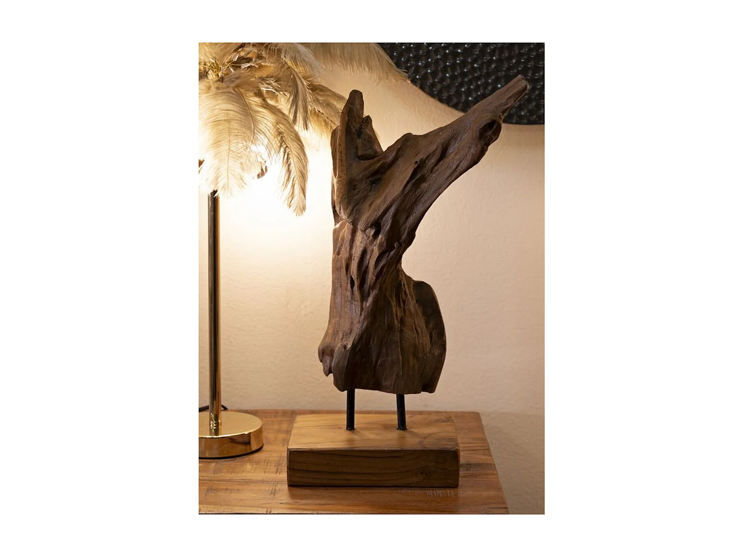 Sculpture Racine 1, Marron, 18x13x55 cm, Seven Design