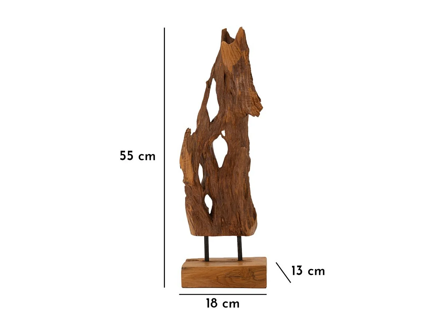 Sculpture Racine 1, Marron, 18x13x55 cm, Seven Design