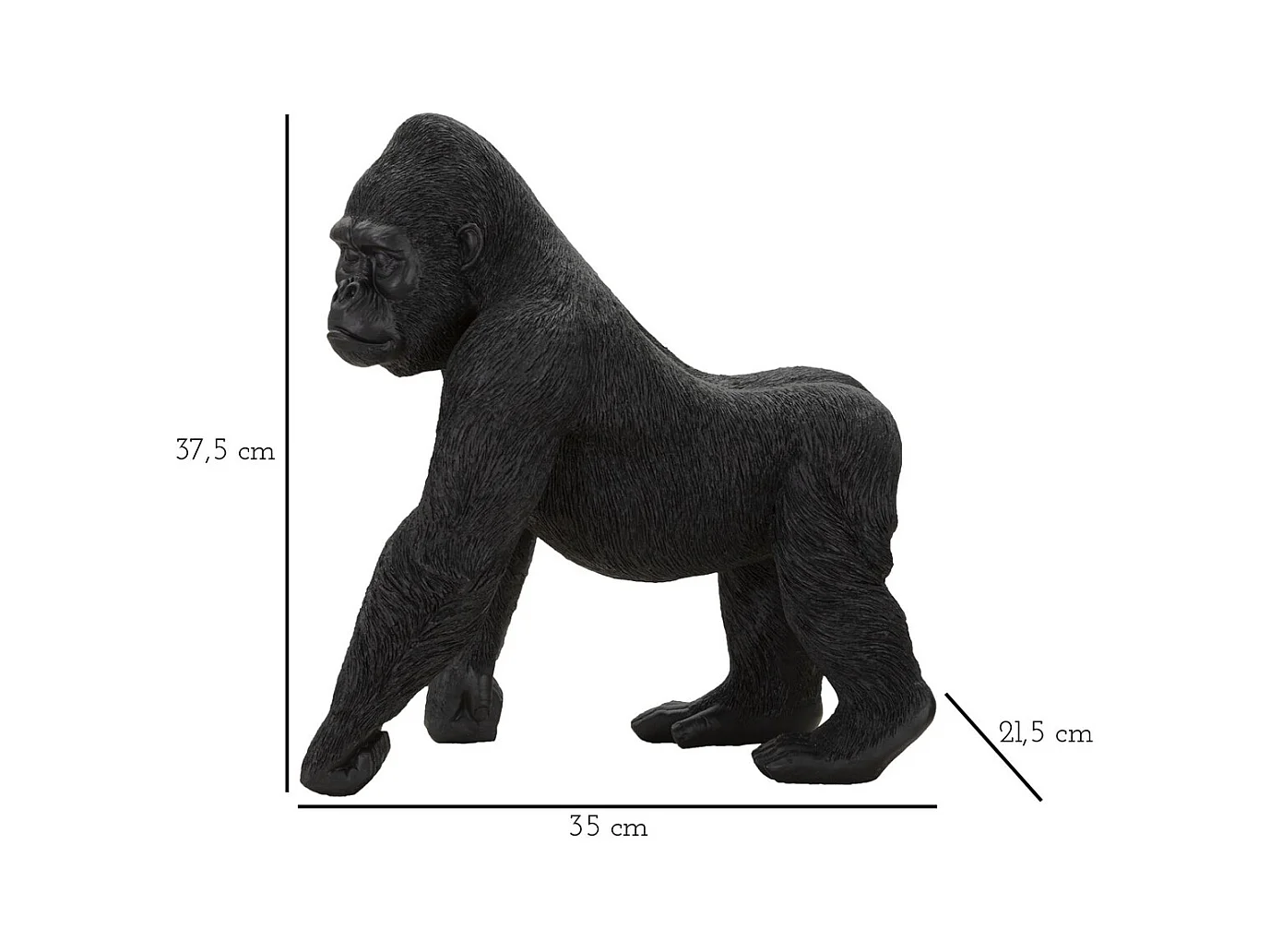 Scultura Gorilla 2, Nero, 35x21,5x37,5 cm, Epikasa