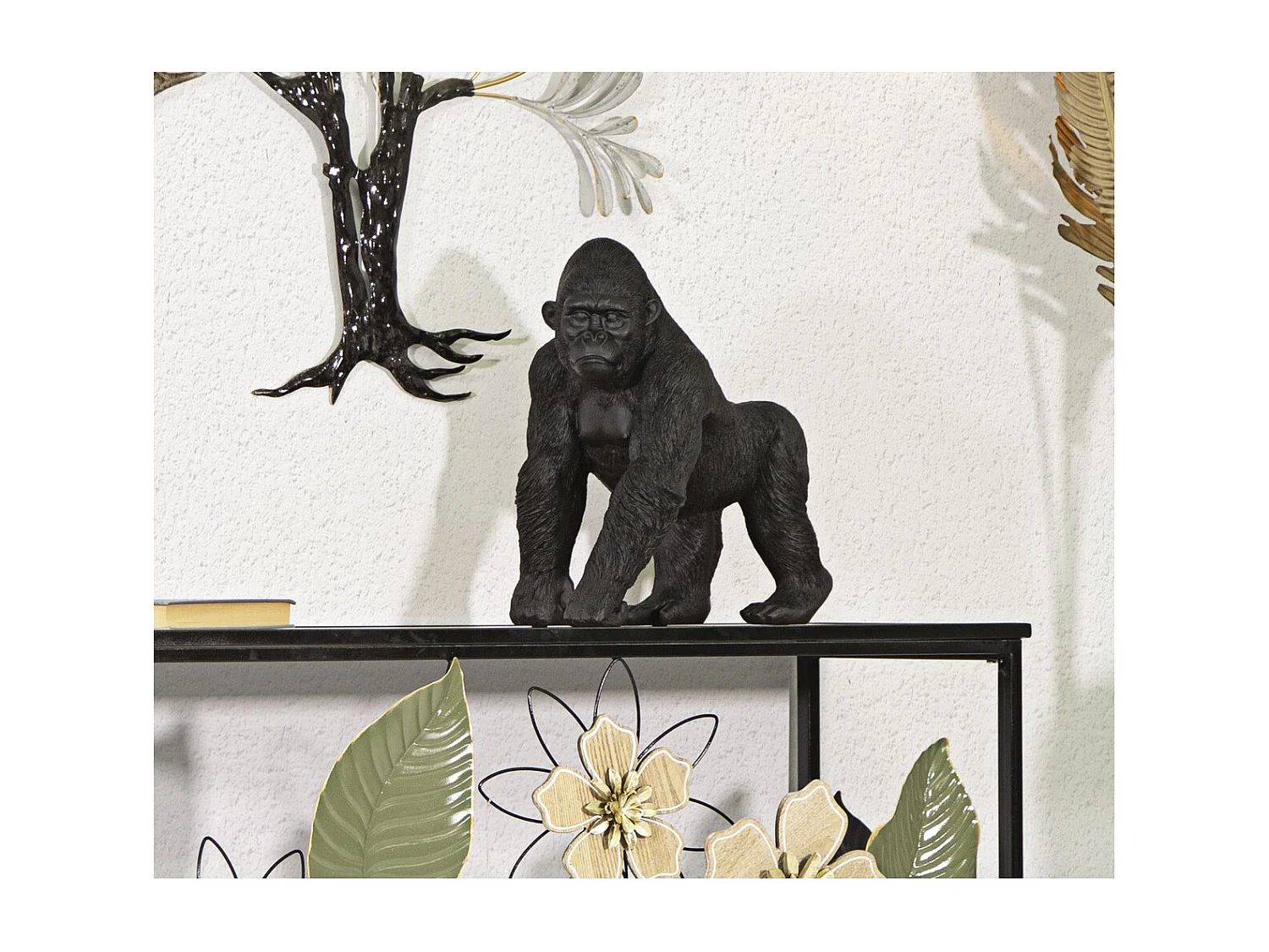 Sculpture Gorille 2, Noir, 35x21,5x37,5 cm, Seven Design