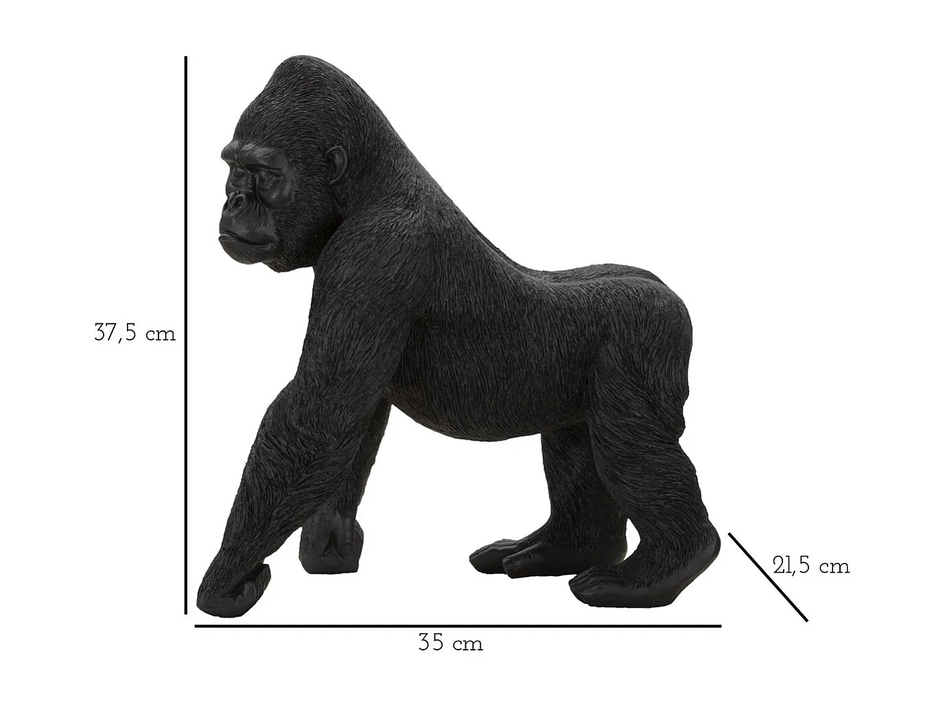 Sculpture Gorille 2, Noir, 35x21,5x37,5 cm, Seven Design