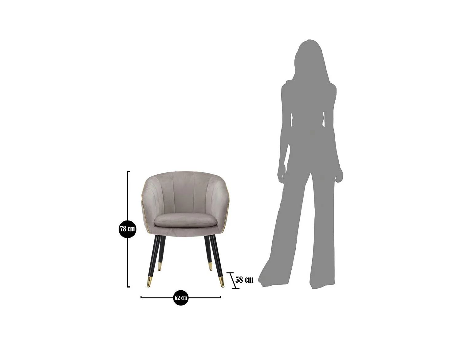 Fauteuil MF316, Gris, 62x58x78 cm, Seven Design