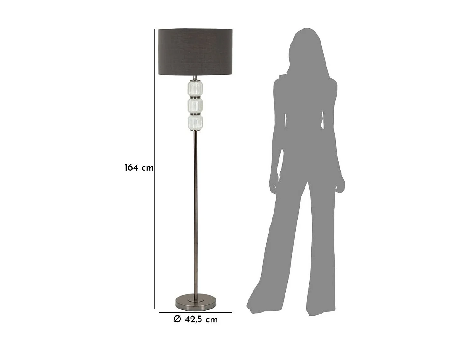 Lampadaire MF216, Gris, 42,5x42,5x163 cm, Seven Design