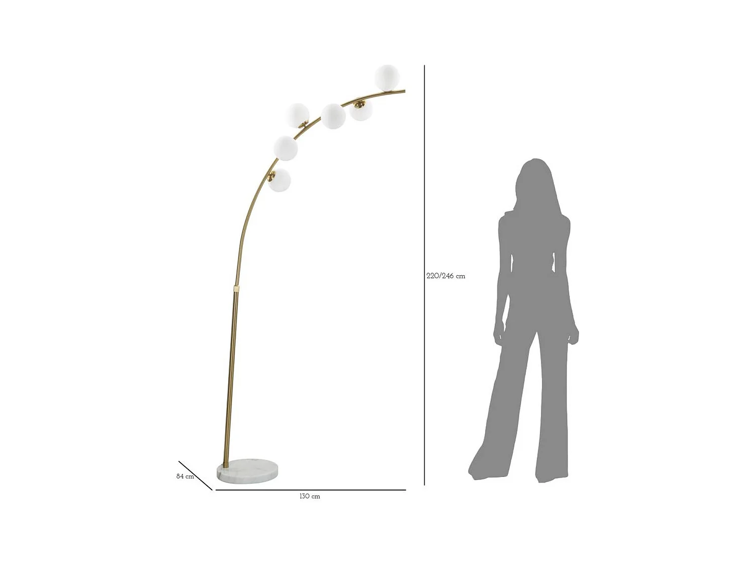 Lampada da Terra MF208, Oro, 130x45x220 cm, Epikasa