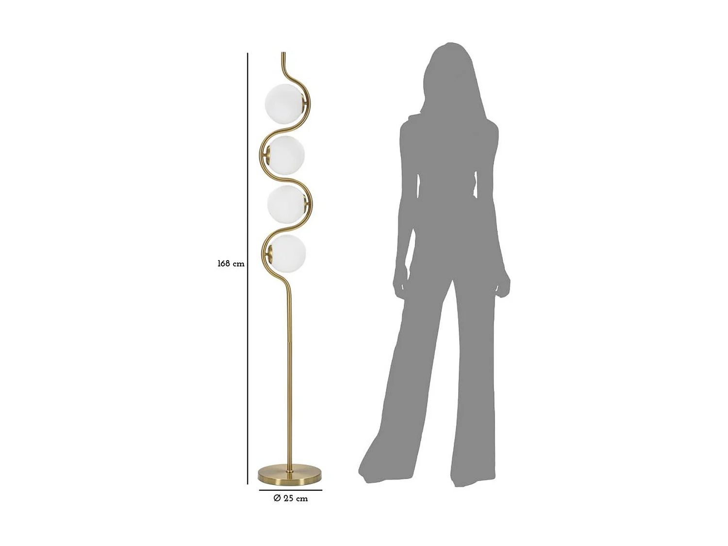 Lampadaire Alarico, Or, 25x25x165 cm, Seven Design