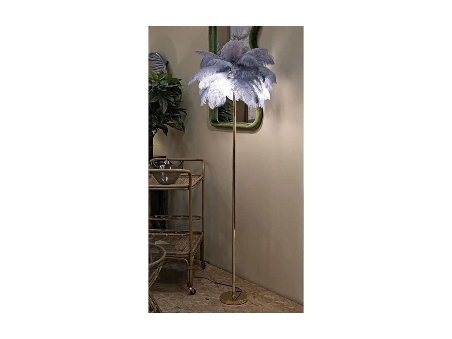 Lampadaire Plumes 8, Gris, 55x55x160 cm, Seven Design