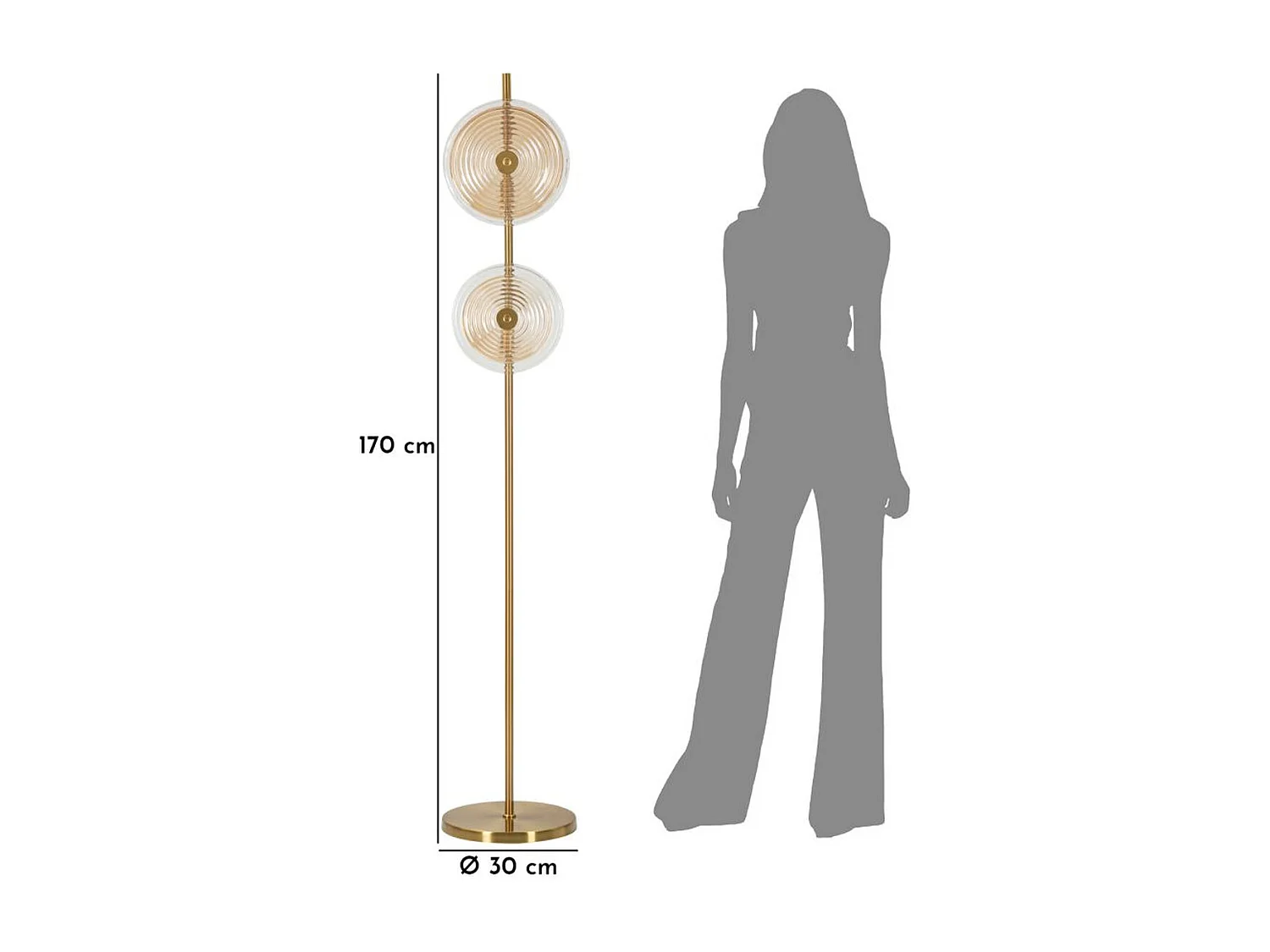 Staande Lamp MF215, Goud, 30x30x170 cm, Seven Design