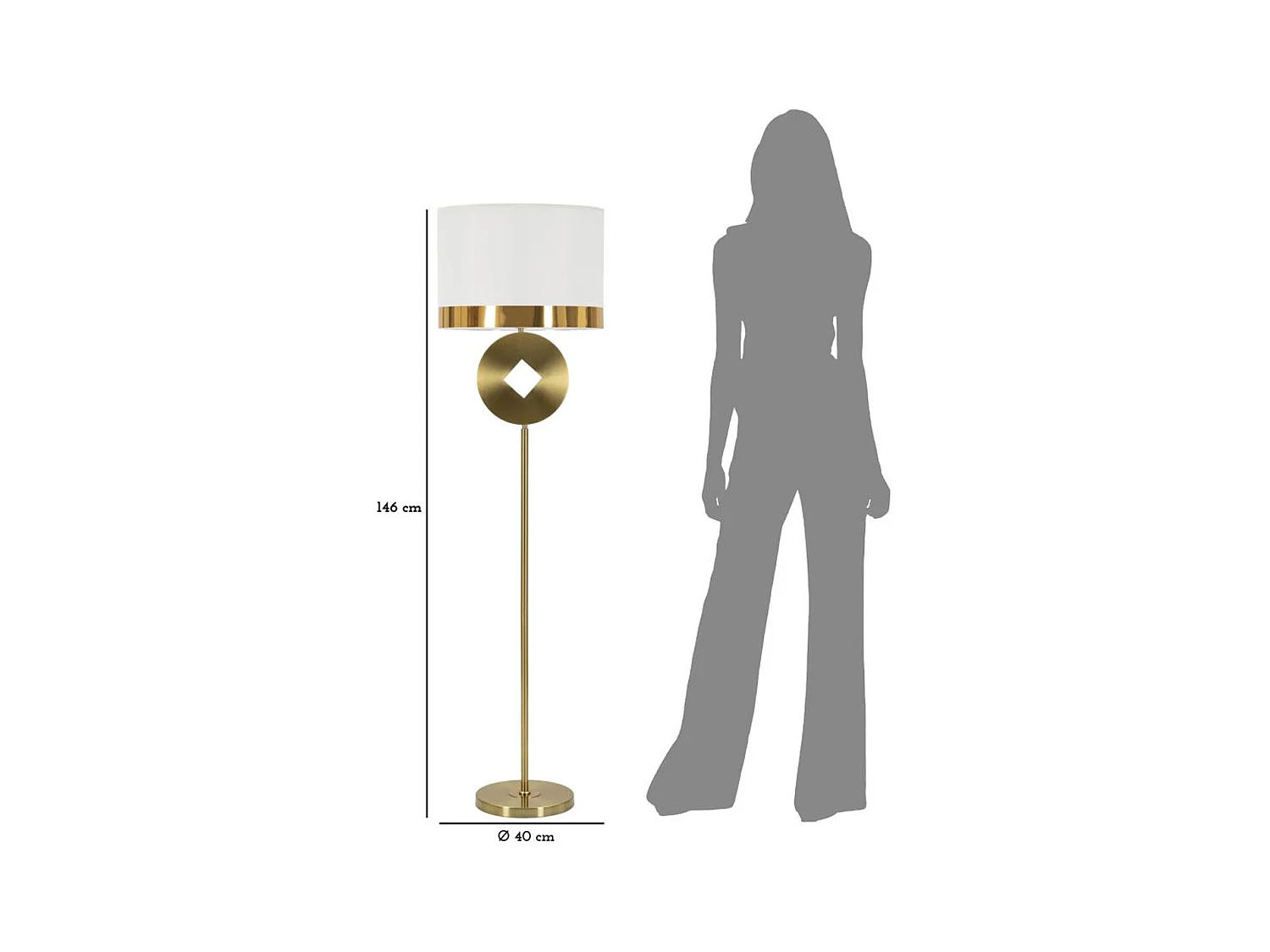 Lampadaire MF195, Blanc, 40x40x151 cm, Epikasa