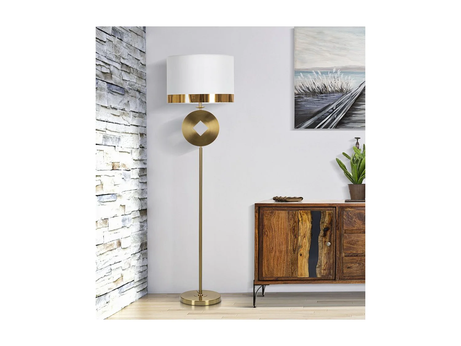 Lampa Podłogowa MF195, Biały, 40x40x151 cm, Seven Design