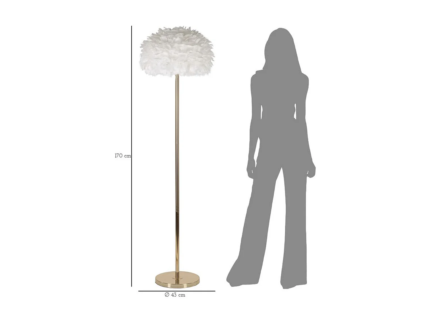 Lampa Podłogowa MF185, Złoto, 43x43x170 cm, Seven Design