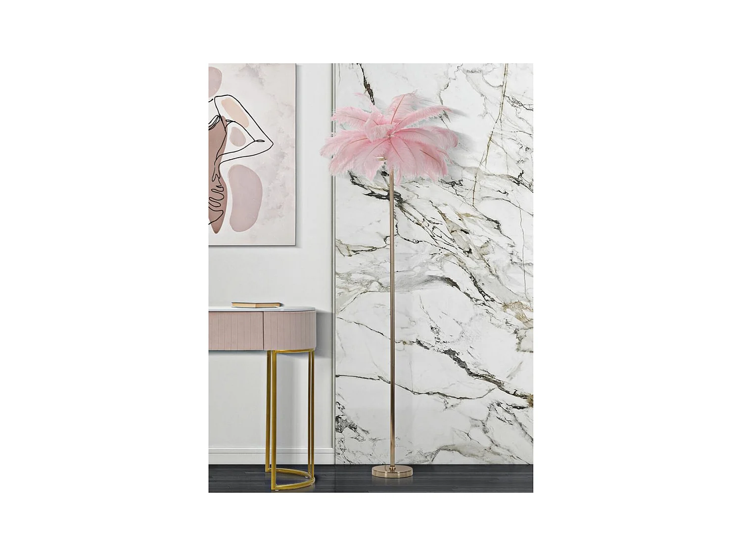 Lampadaire Plumes 10, Rose, 55x55x160 cm, Epikasa