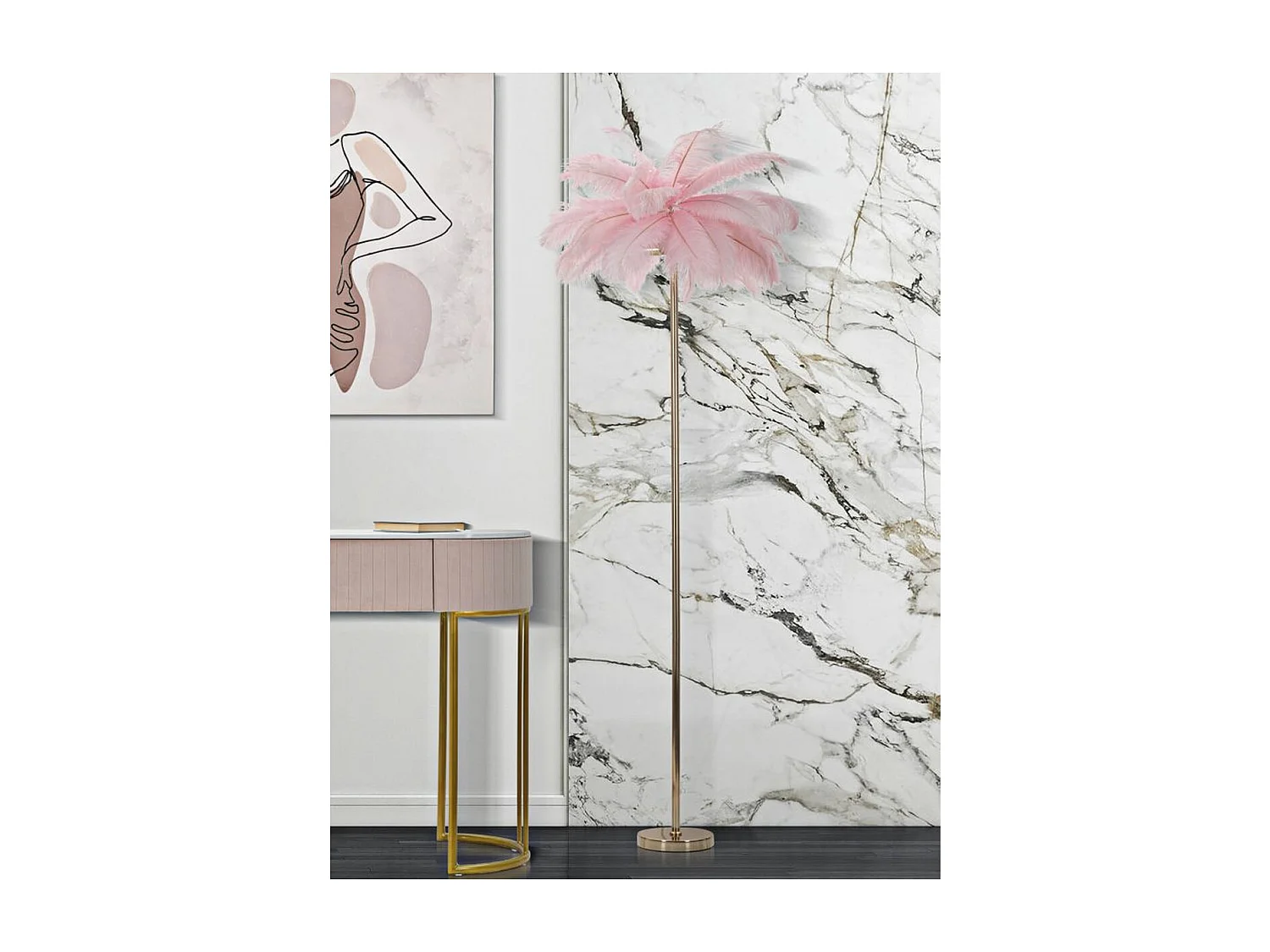 Lampa Podłogowa Pióra 10, Różowy, 55x55x160 cm, Seven Design