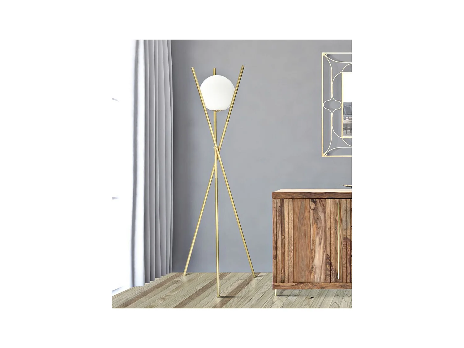 Staande Lamp MF200, Goud, 55x55x155 cm, Epikasa