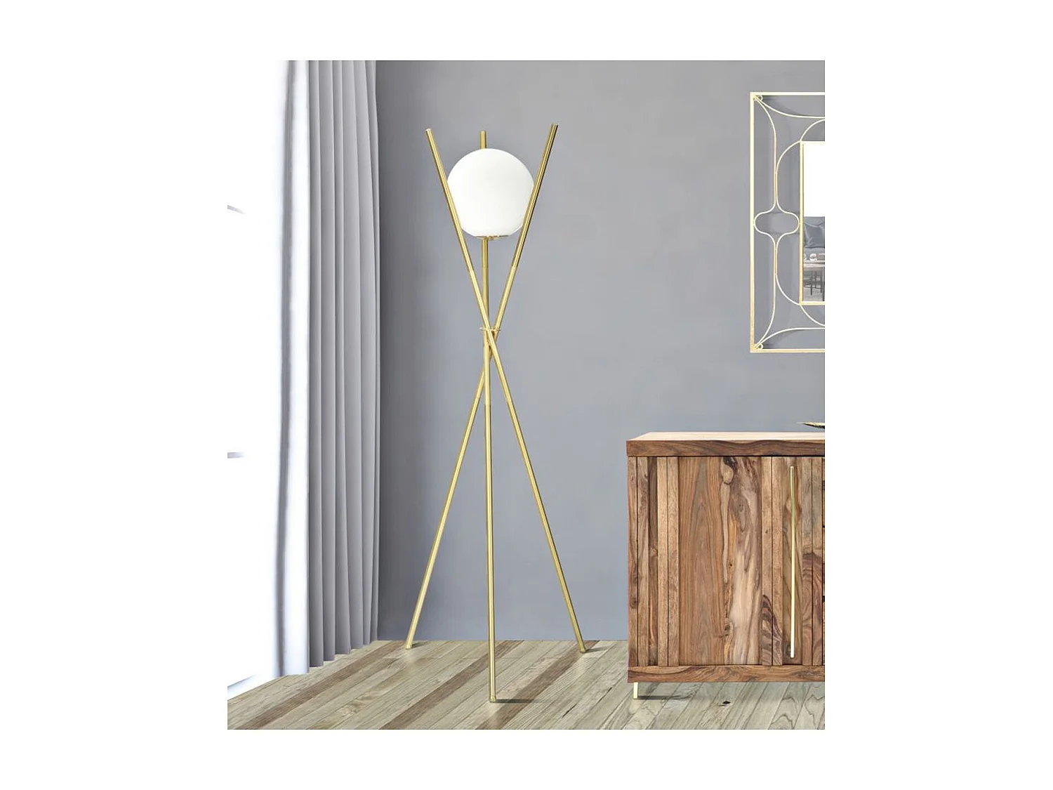 Lampa Podłogowa MF200, Złoto, 55x55x155 cm, Seven Design