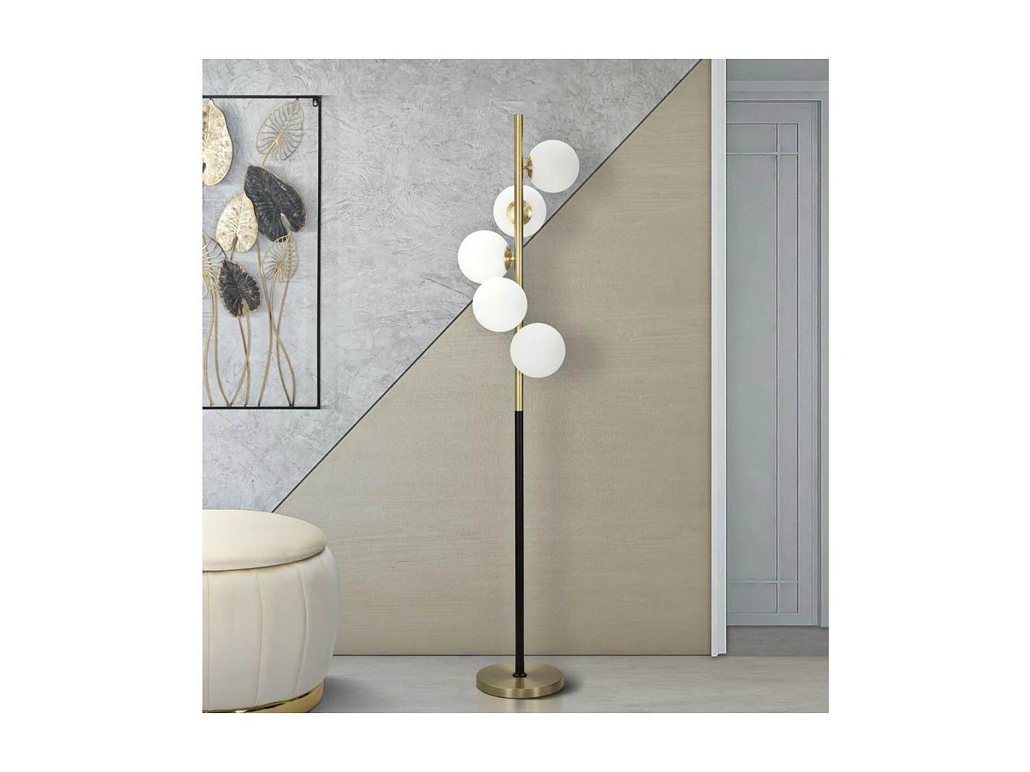 Lampa Podłogowa MF199, Złoto, 30x30x160 cm, Seven Design