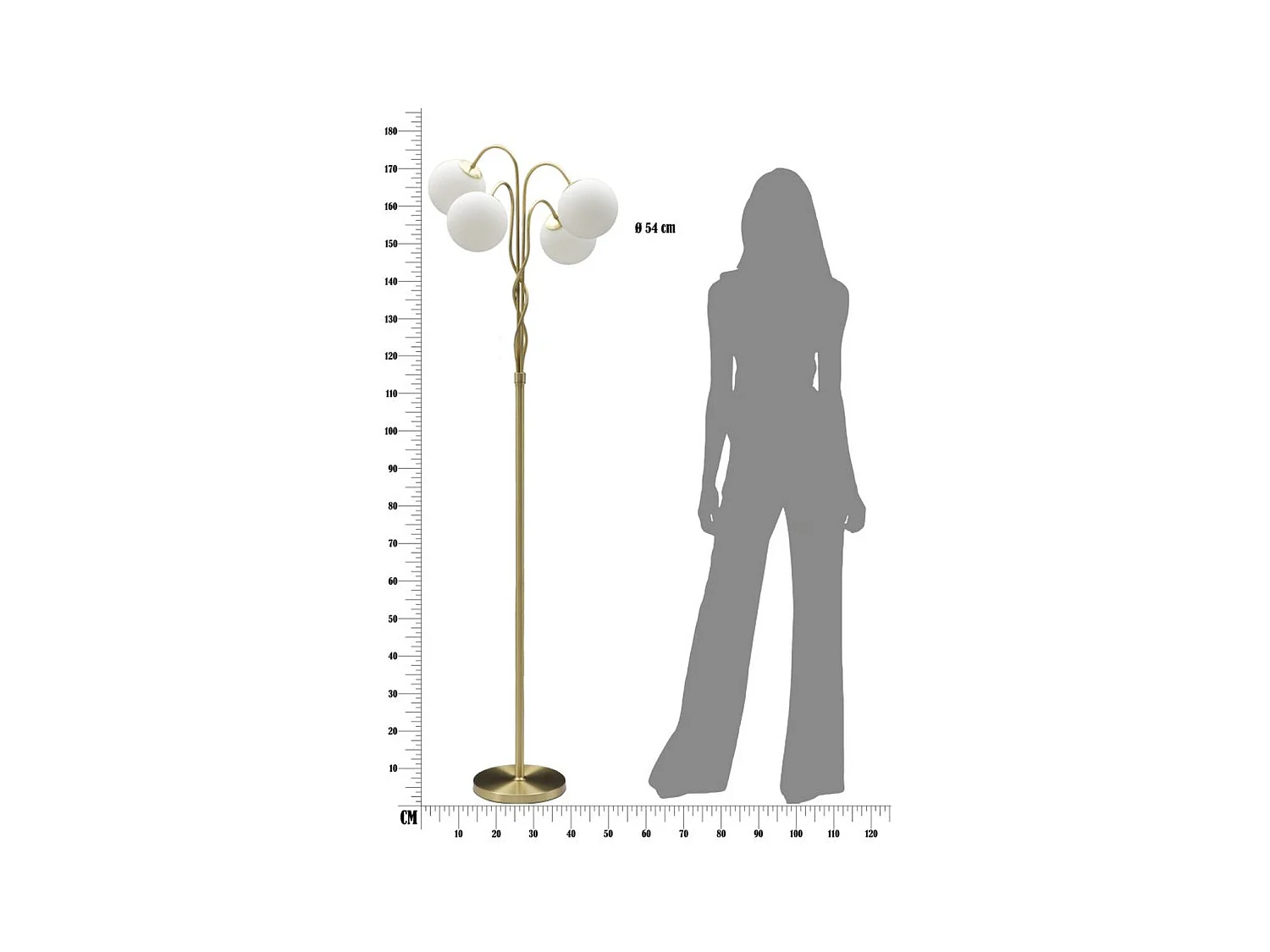 Lampada da Terra MF204, Oro, 54x54x176 cm, Epikasa