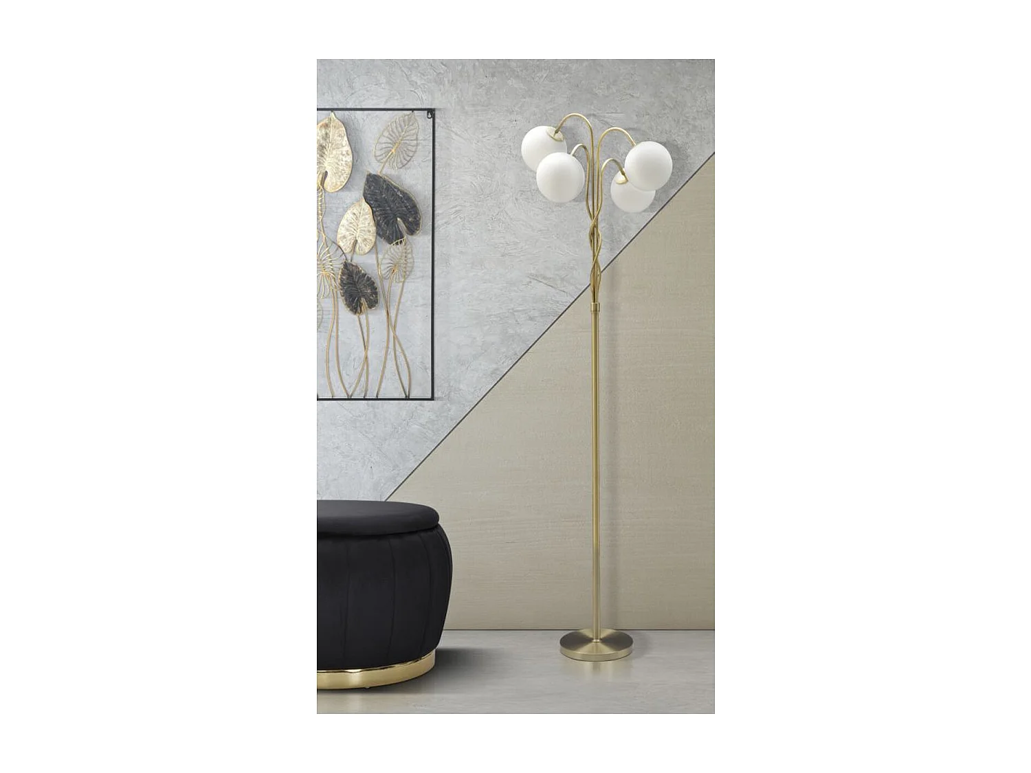 Lampa Podłogowa MF204, Złoto, 54x54x176 cm, Seven Design