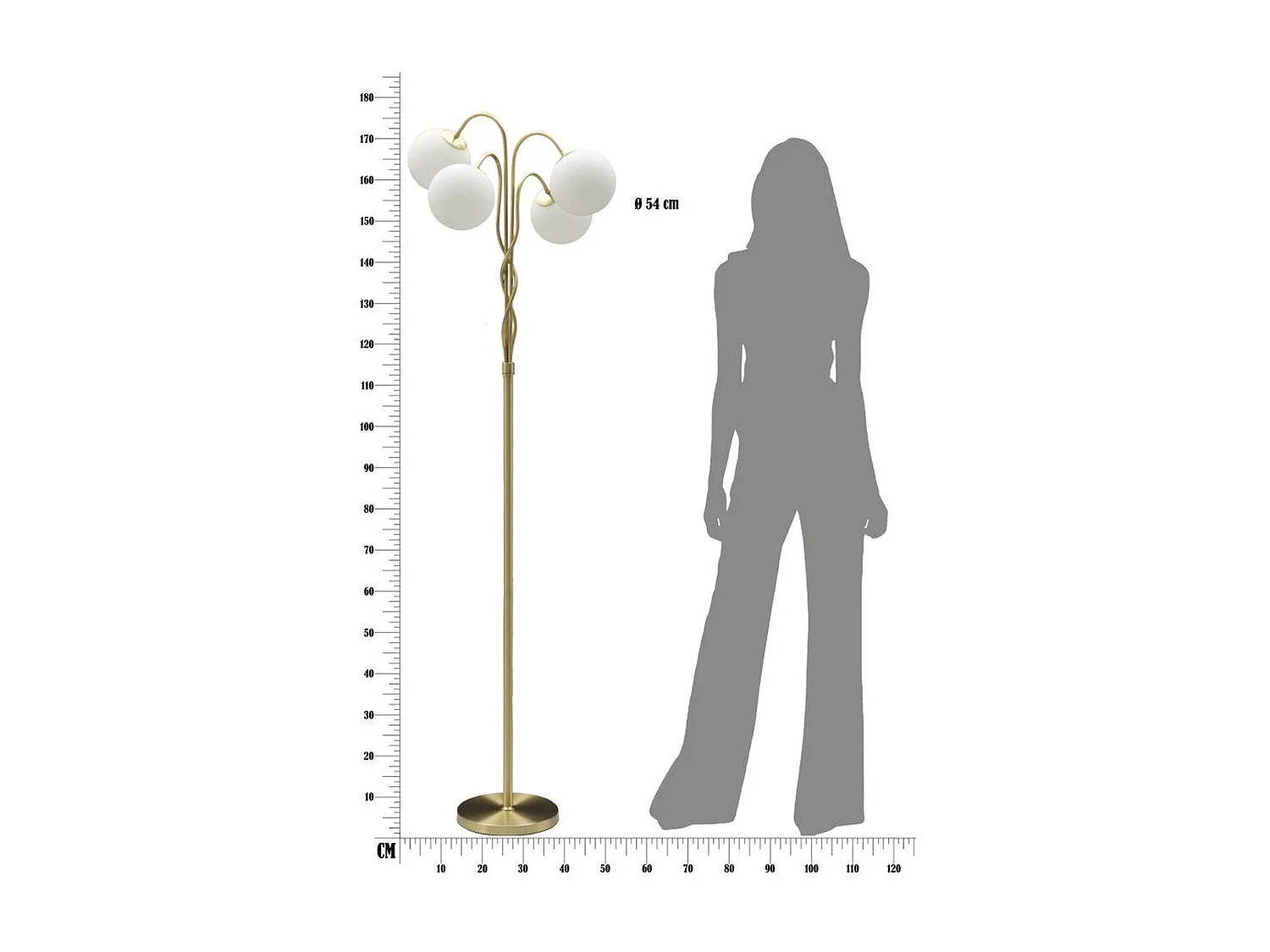 Lampa Podłogowa MF204, Złoto, 54x54x176 cm, Seven Design