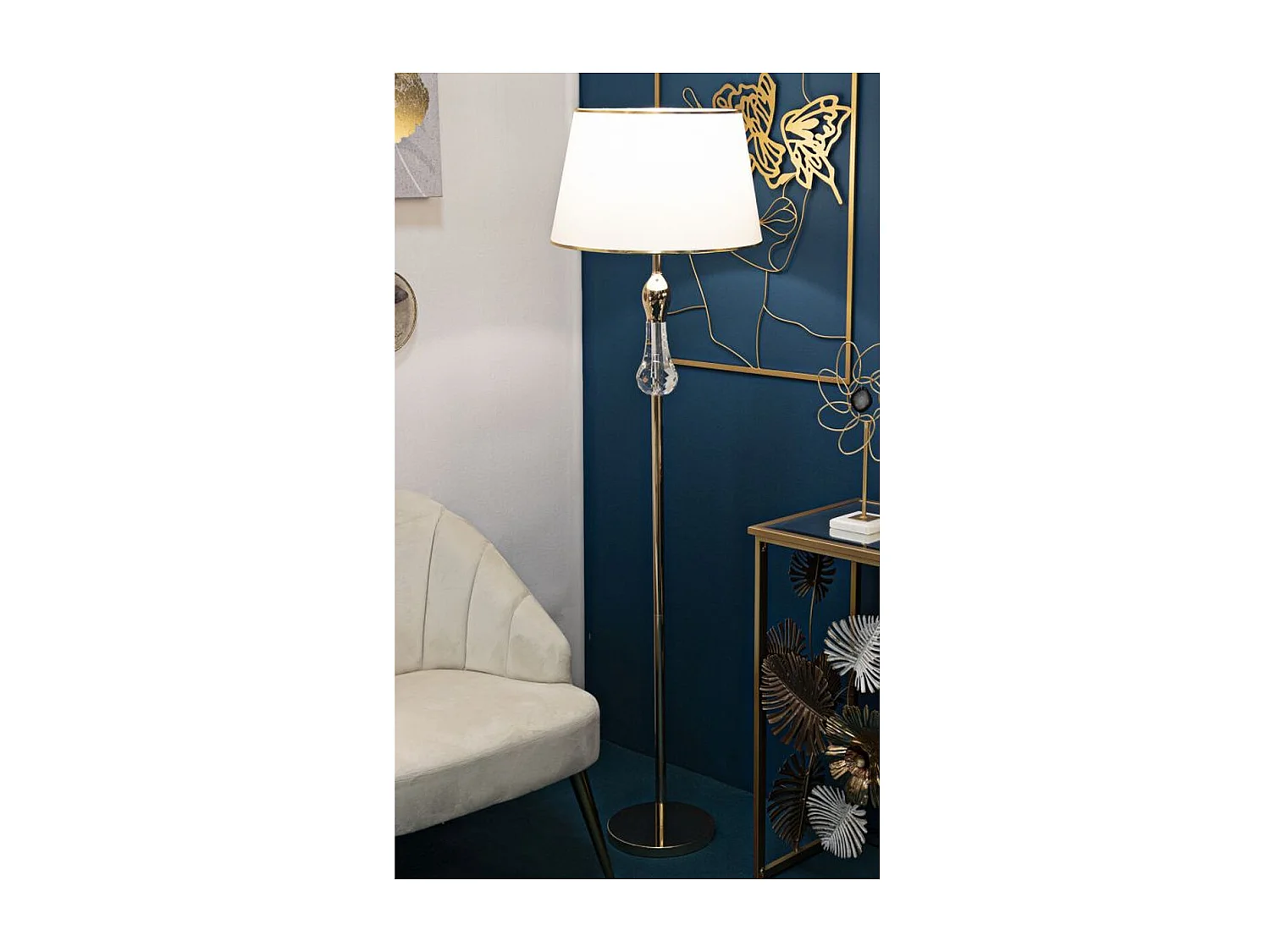 Lampa Podłogowa MF209, Złoto, 45x45x165 cm, Seven Design