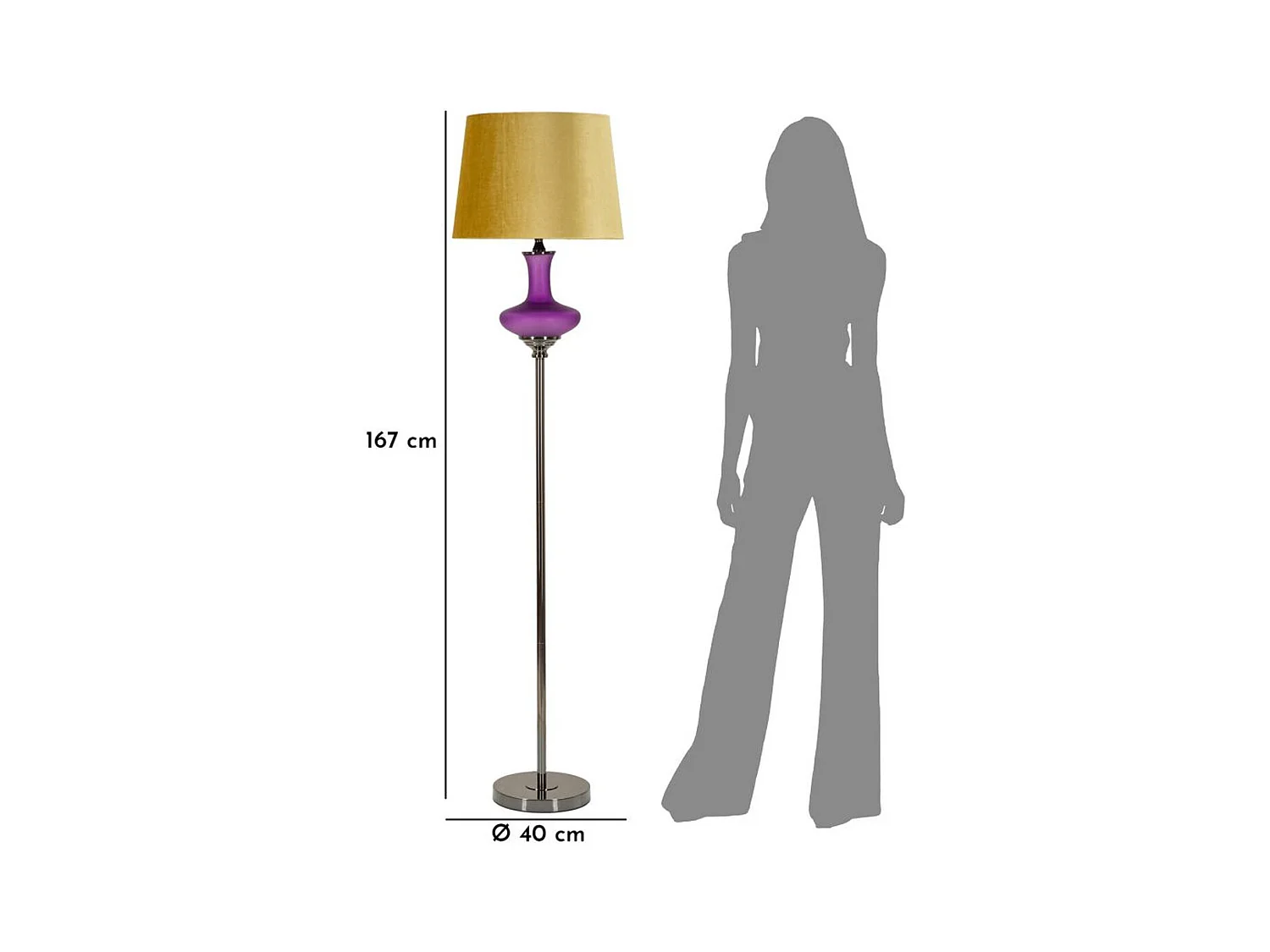 Candeeiro de Pé MF217, Ouro, 40x40x167 cm, Epikasa