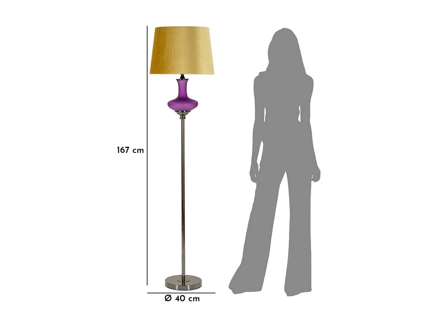 Lampa Podłogowa MF217, Złoto, 40x40x167 cm, Seven Design