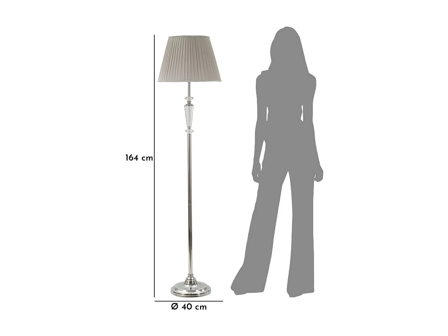 Lampada da Terra MF213, Argento, 40x40x164 cm, Seven Design