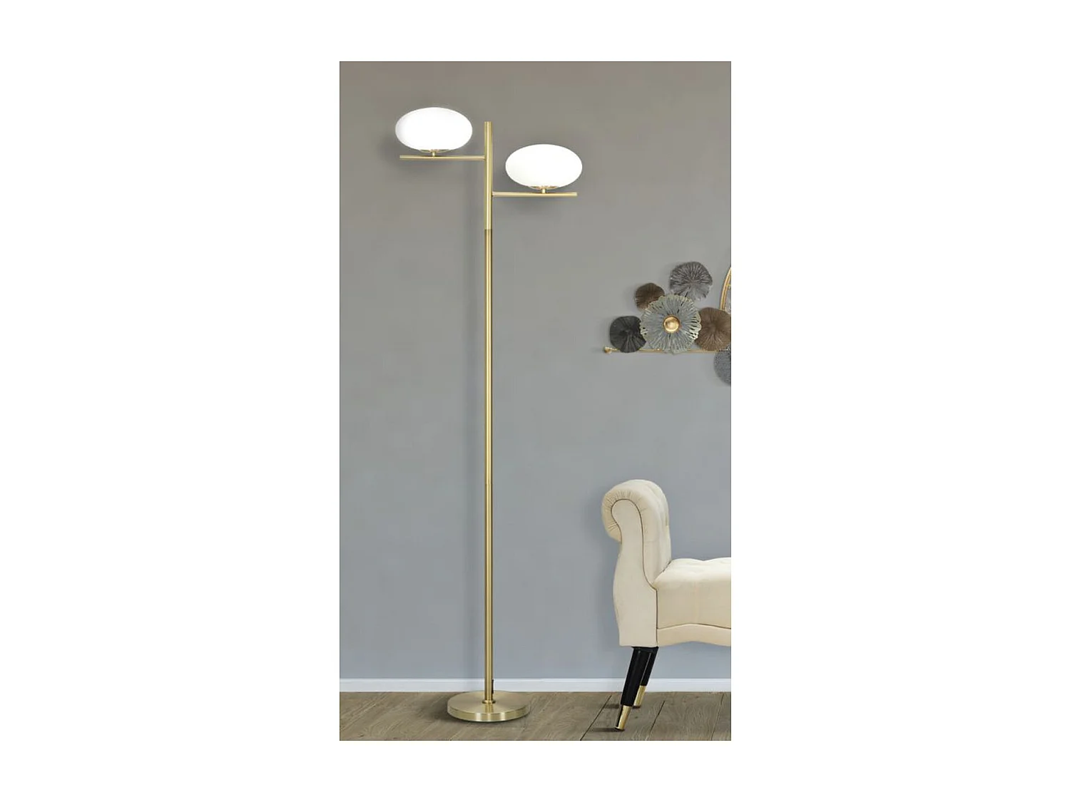 Lampa Podłogowa MF202, Złoto, 51x24x180 cm, Seven Design