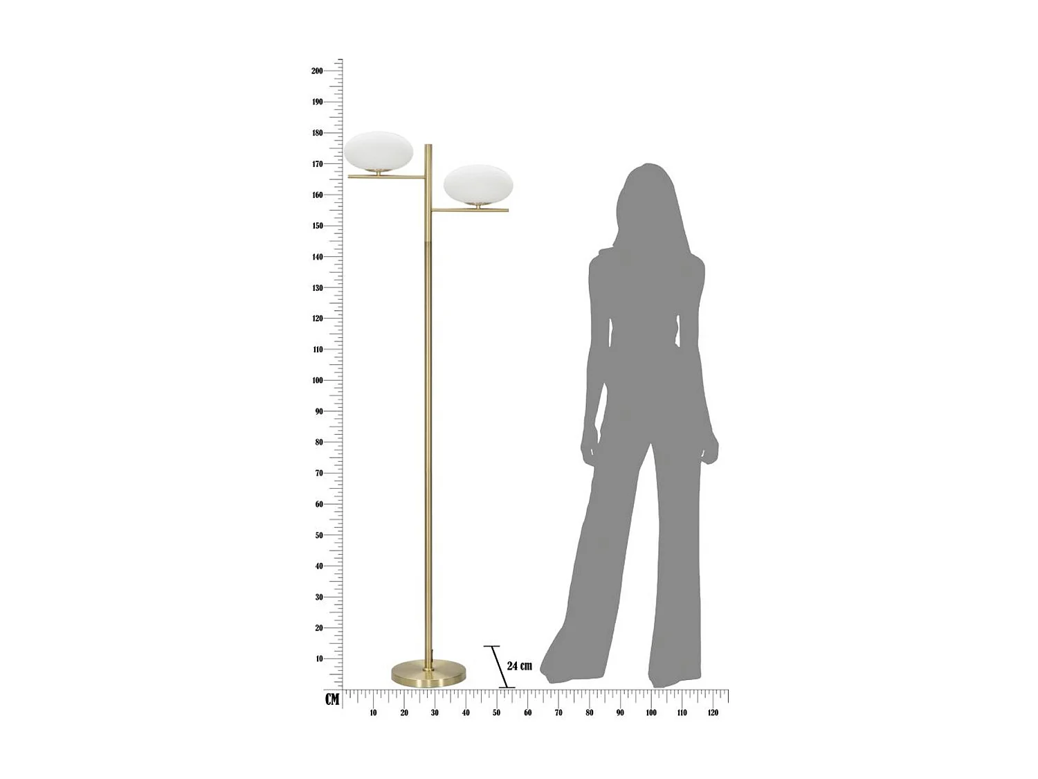 Lampa Podłogowa MF202, Złoto, 51x24x180 cm, Seven Design