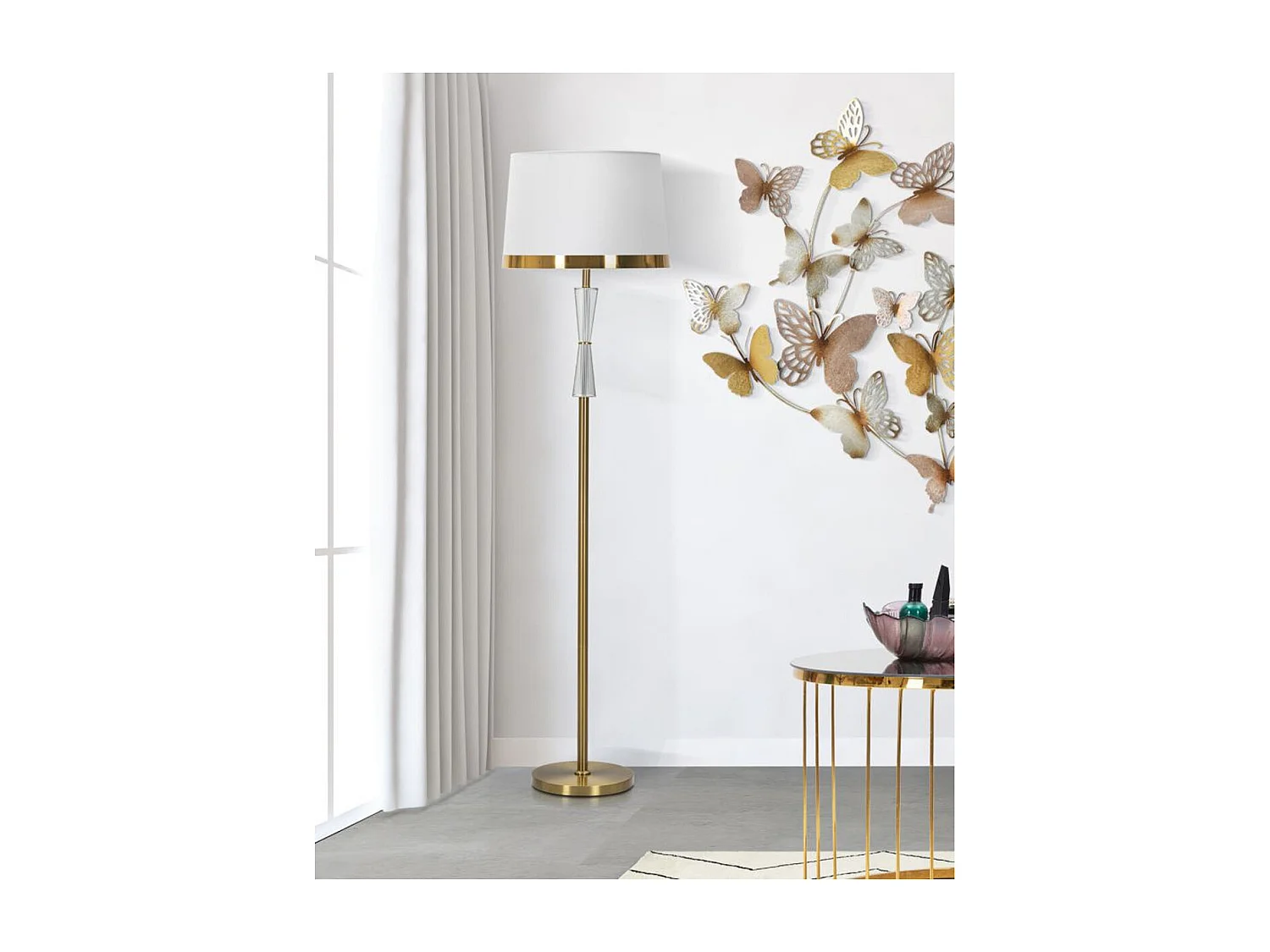 Candeeiro de Pé MF214, Branco, 40x40x153 cm, Seven Design