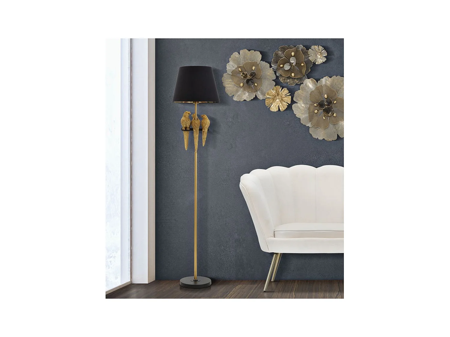 Lampa Podłogowa Papuga 4, Czarny, 37x37x164,5 cm, Epikasa