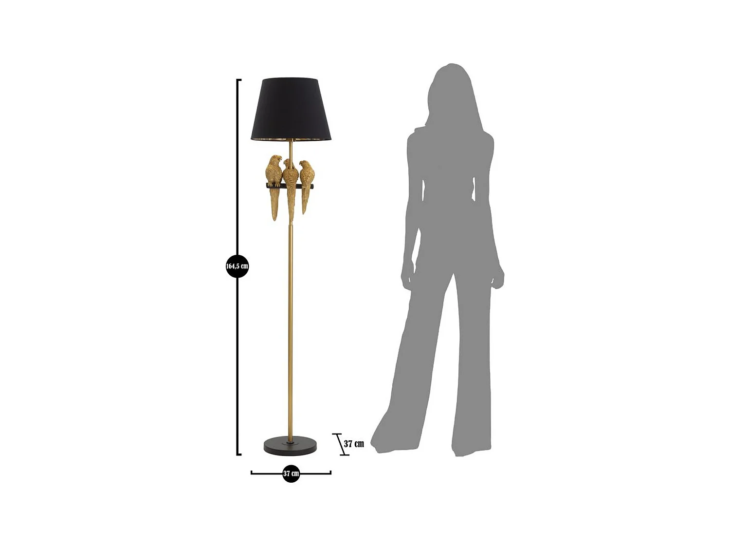 Lampa Podłogowa Papuga 4, Czarny, 37x37x164,5 cm, Epikasa
