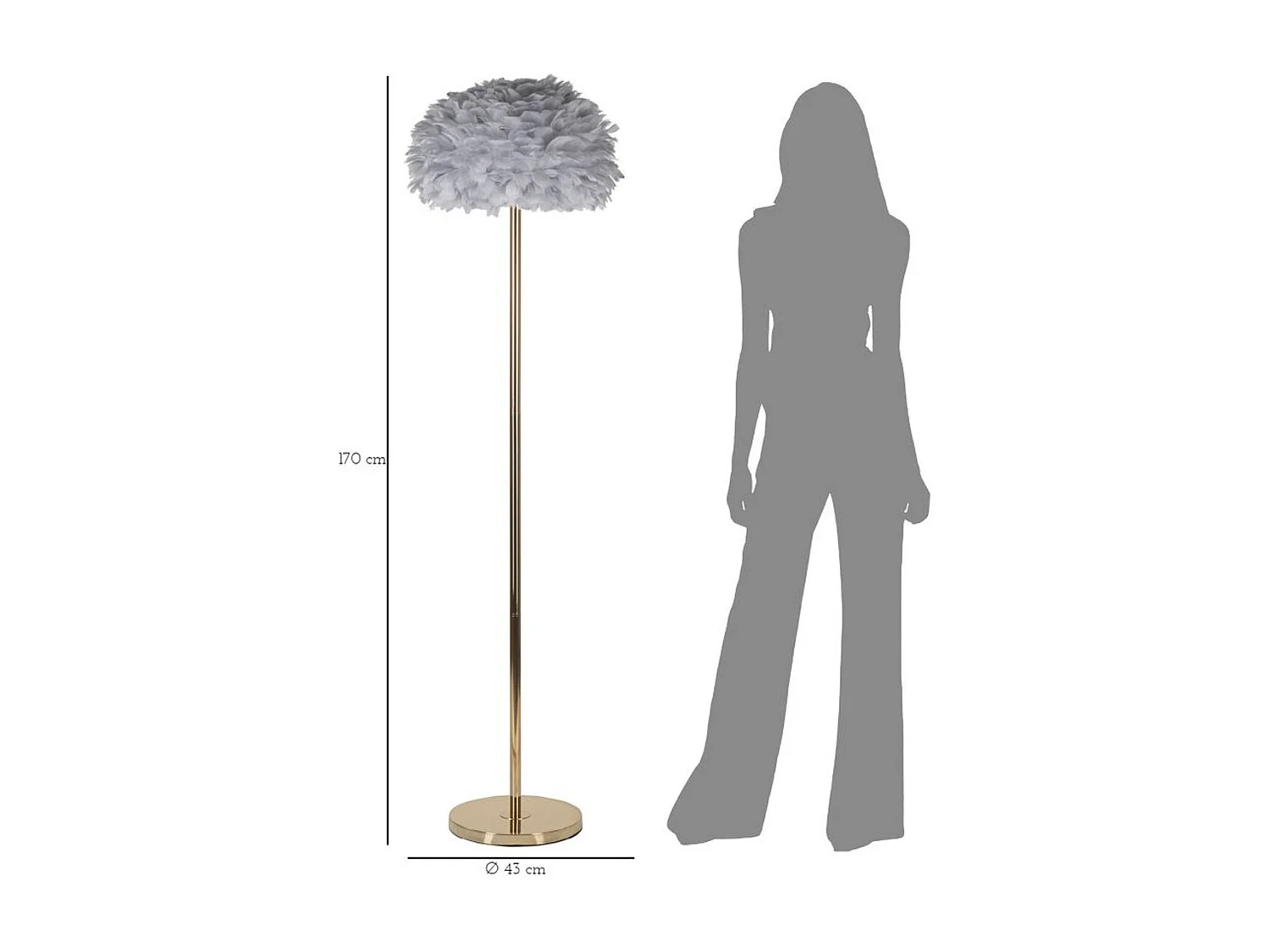 Lampadaire MF186, Or, 43x43x170 cm, Seven Design