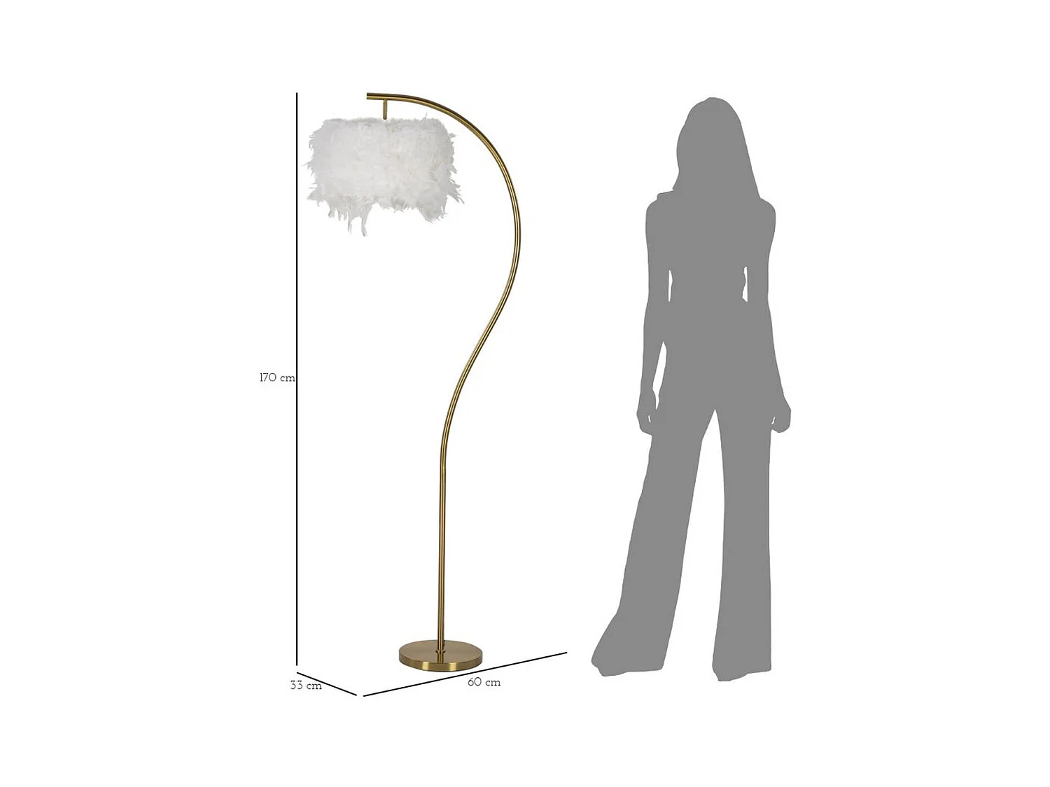 Staande Lamp MF187, Wit, 60x33x170 cm, Epikasa