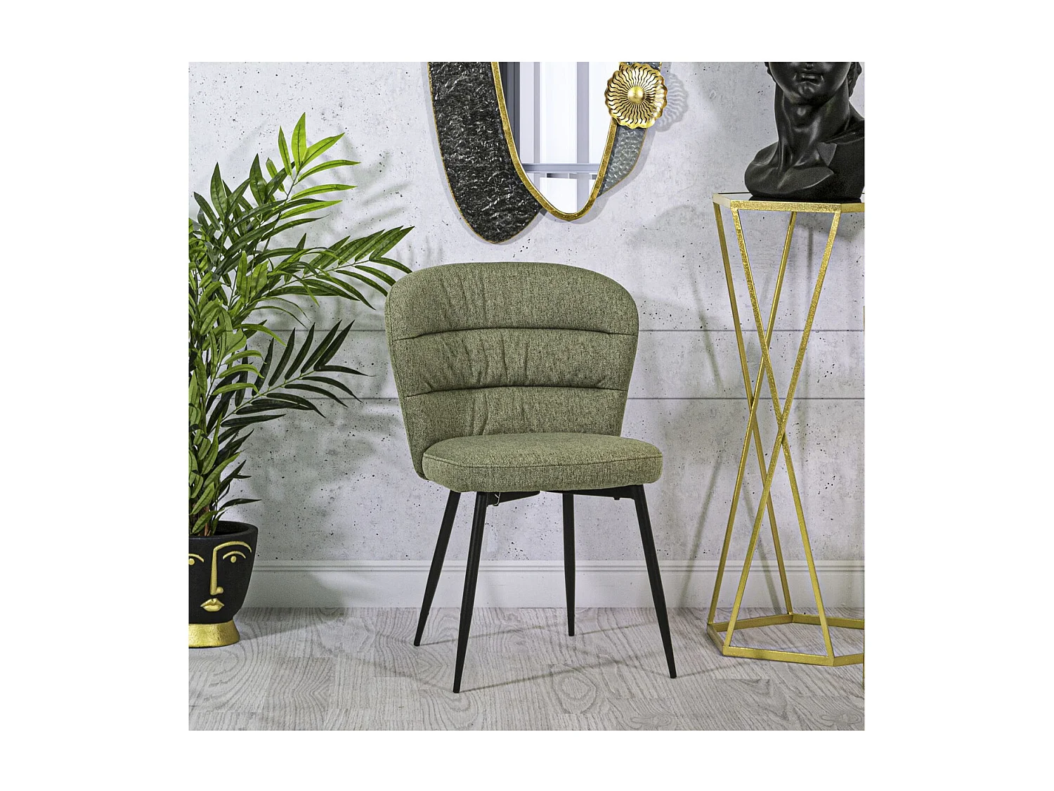 Set di 2 Sedie MF379, Verde, 58x60,5x85 cm, Epikasa