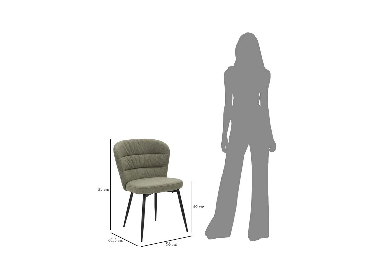 Set di 2 Sedie MF379, Verde, 58x60,5x85 cm, Epikasa