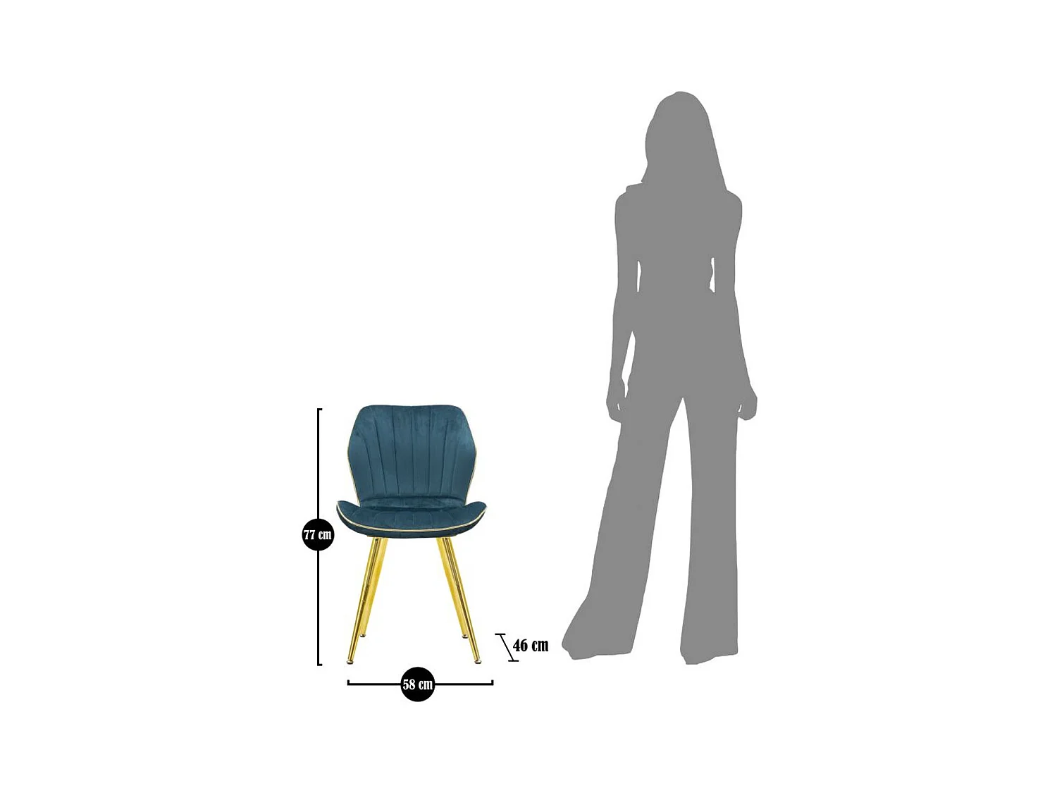 Zestaw 2 krzeseł MF384, Zielony, 46x58x77 cm, Epikasa