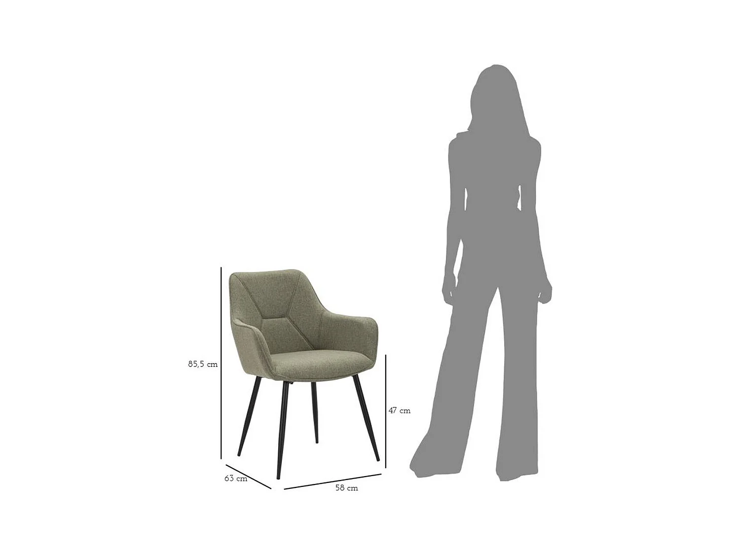 Set di 2 Sedie MF380, Verde, 58x63x85,5 cm, Seven Design