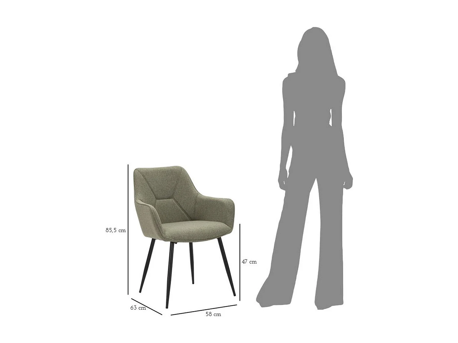 Juego de 2 Sillas MF380, Verde, 58x63x85,5 cm, Epikasa