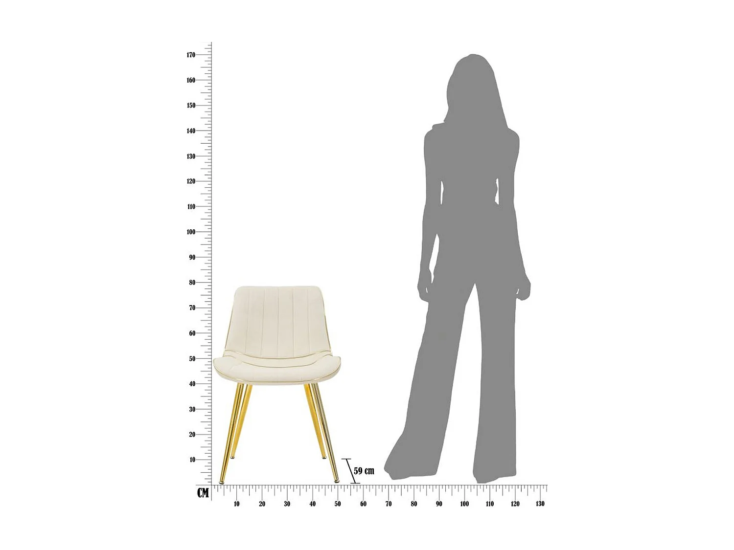 Lot de 2 Chaises MF382, Beige, 51x59x79 cm, Seven Design