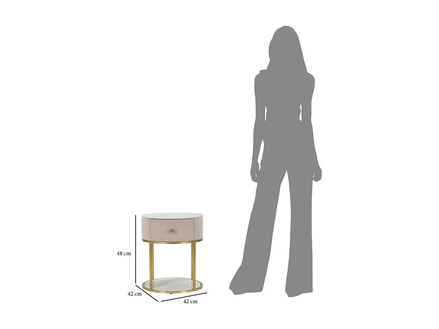 Mesa de Cabeceira MF18, Cor-de-rosa, 42x42x48 cm, Seven Design