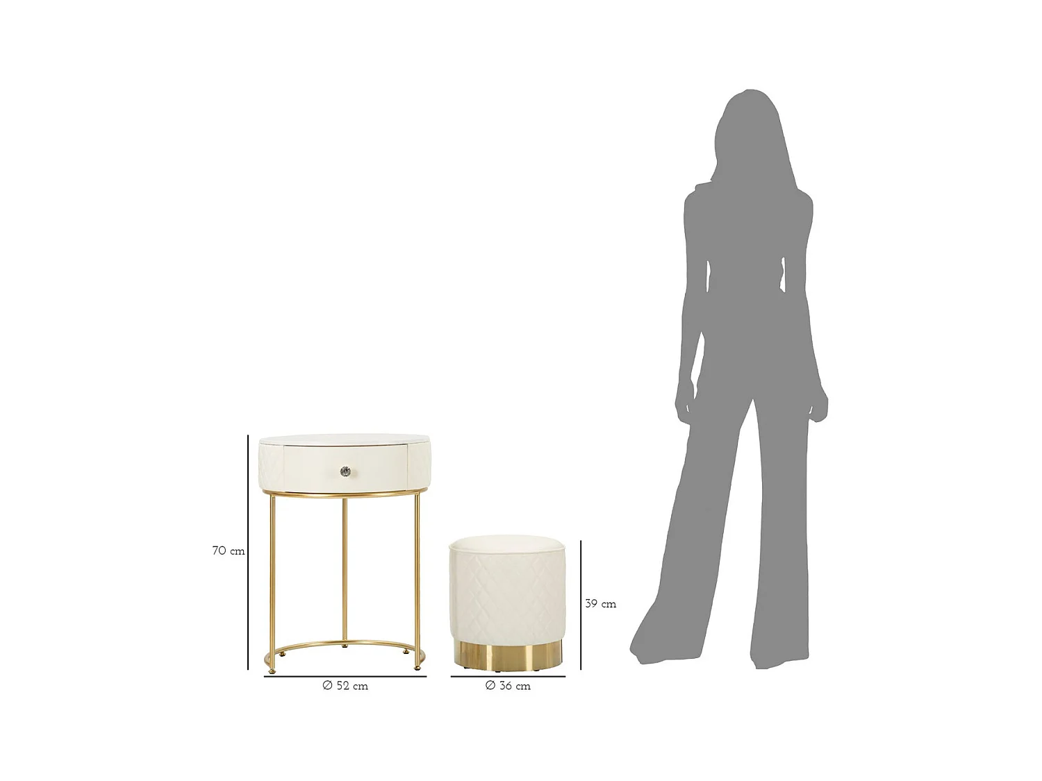 Comodino MF12, Bianco, 52x52x70 cm, Epikasa