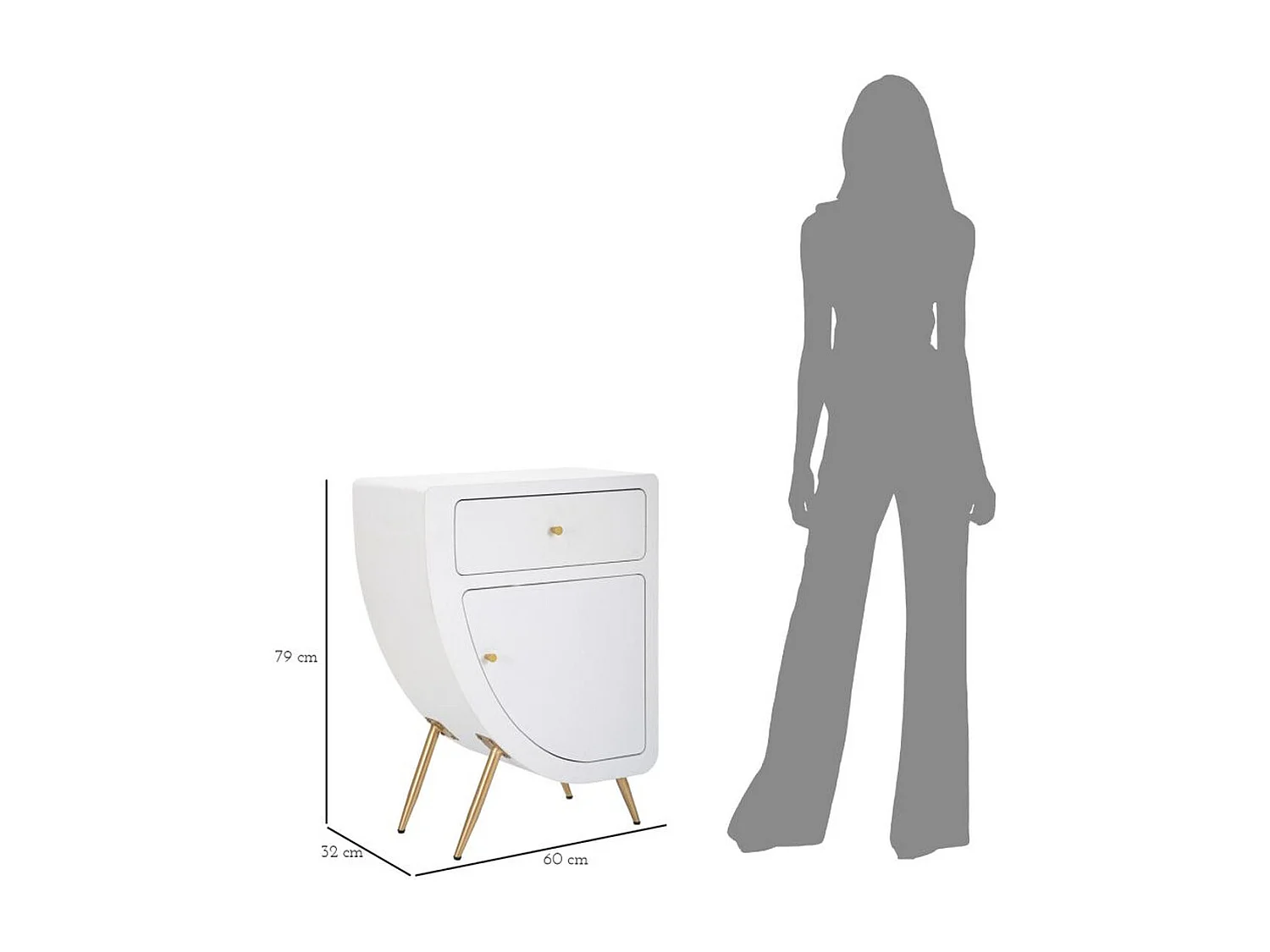 Mesa de Cabeceira MF16, Branco, 60x32x79 cm, Epikasa